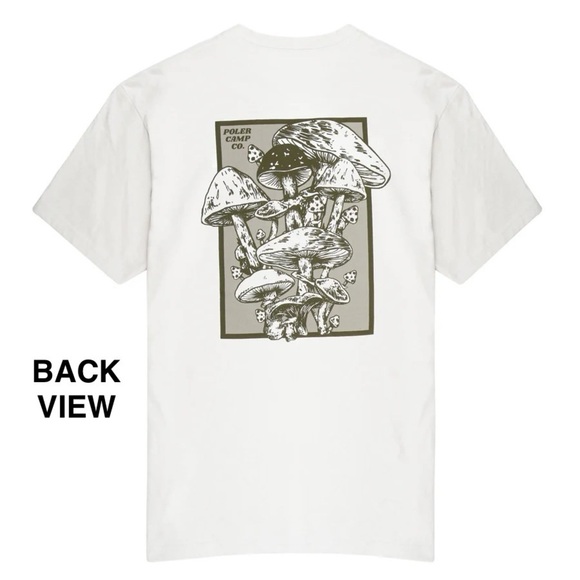Poler Mushrooms Short Sleeve White Shirt Men’s Medium Nature Graphic Tee - Picture 6 of 9